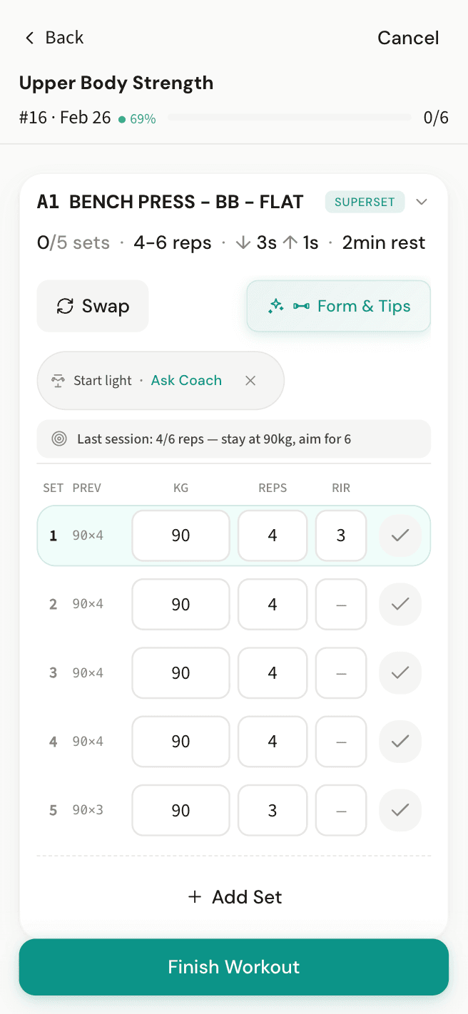 Your gym notebook, evolved.